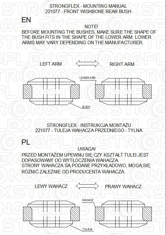 Strongflex 221077A: Front wishbone - rear bush SPORT - Imagen 2