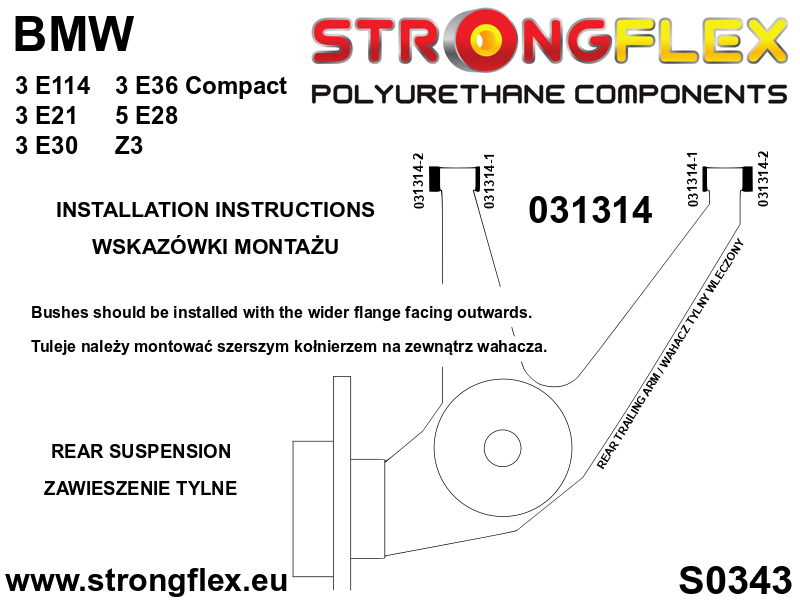 Strongflex 036098A: Full suspension polyurethane bush kit SPORT - Imagen 2