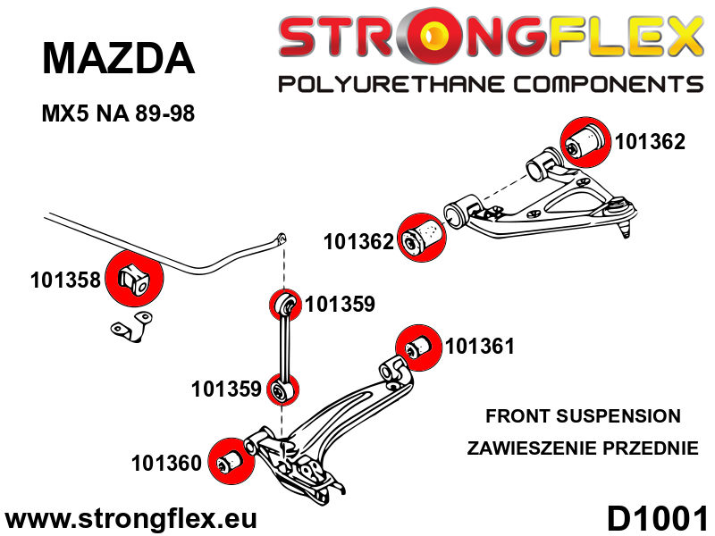 Strongflex 106126B: Front suspension polyurethane bush kit - Image 3