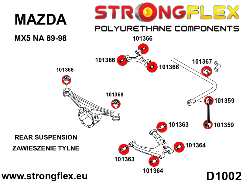 Strongflex 101366A: Rear upper inner / outer suspension bush SPORT - Imagen 3