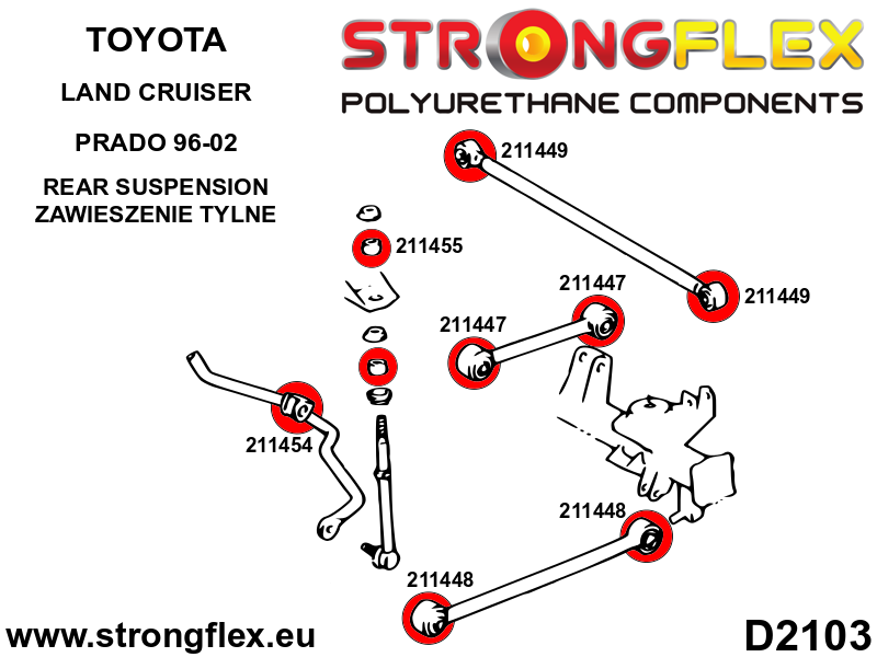 Strongflex 211455A: Rear anti roll bar end link bush SPORT - Imagen 2