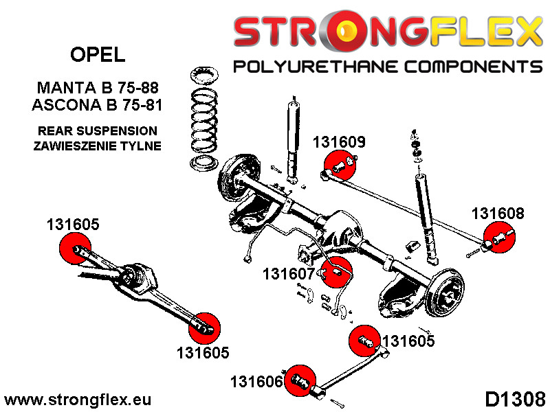 Strongflex 131605A: Rear centre prop mount and rear tie bar to axle bushes SPORT - Image 2
