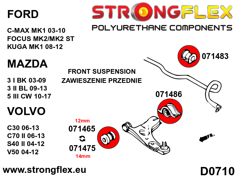 Strongflex 071465A: Front wishbone front bush - bolt 12mm SPORT - Imagen 2