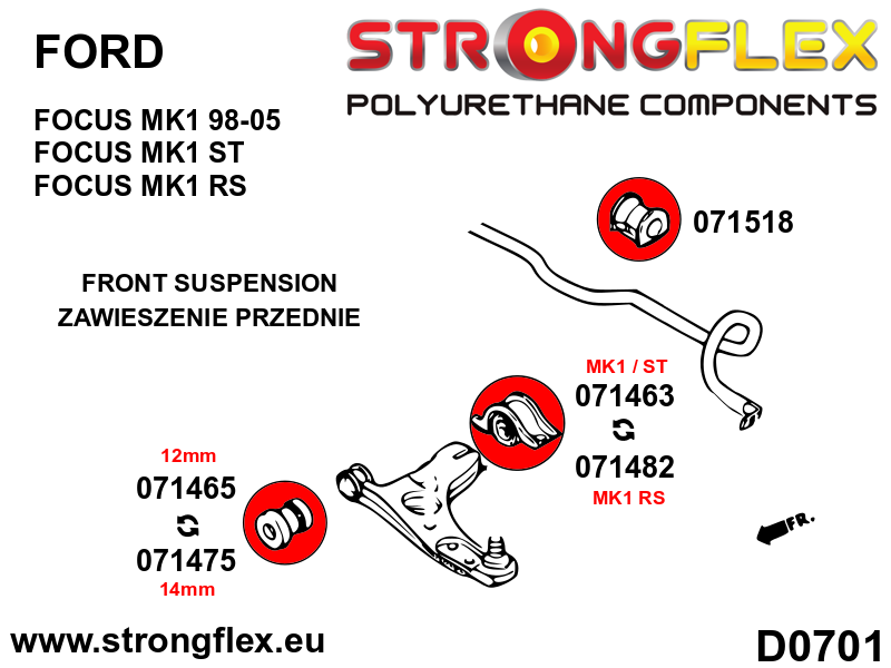 Strongflex 071482B: Front wishbone rear bush 63,5mm - Imagen 2