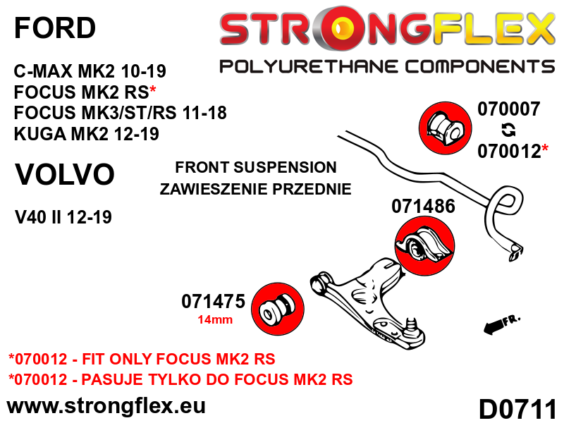 Strongflex 071475A: Front wishbone front bush - bolt 14mm SPORT - Imagen 4