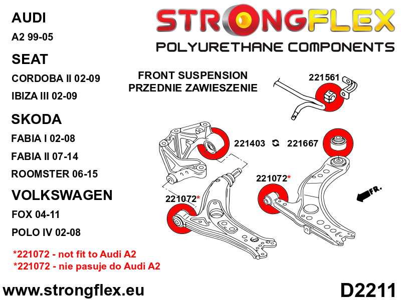 Strongflex 221667A: Front arm rear bush SPORT - Image 2