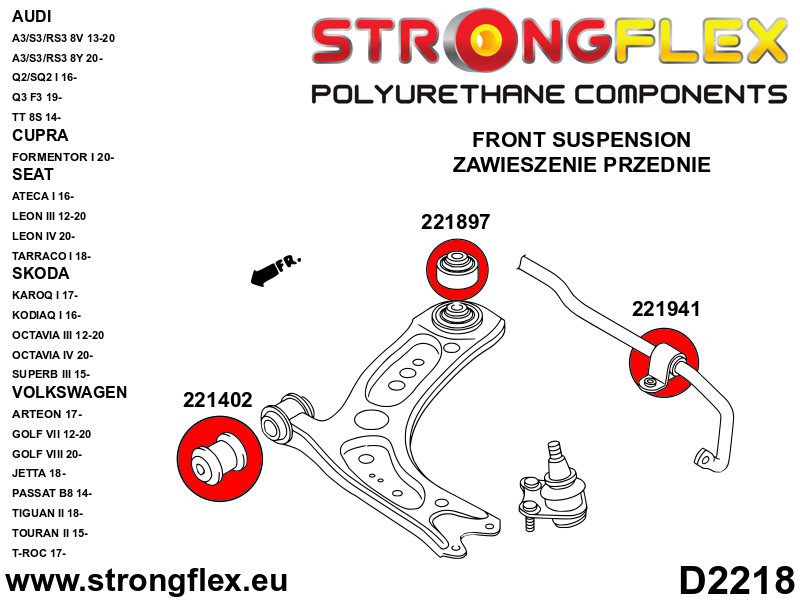 Strongflex 221402B: Front wishbone front bush - Imagen 2