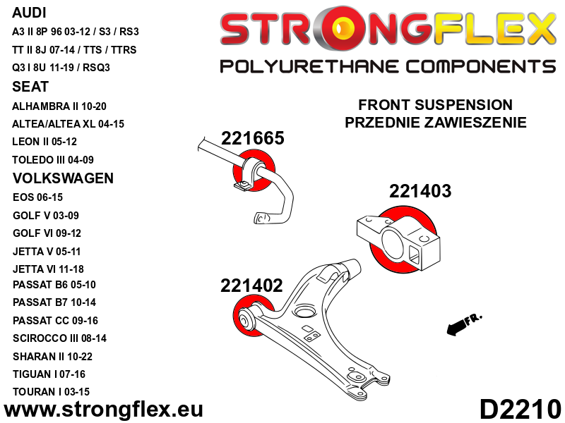 Strongflex 221665A: Front anti roll bar bush SPORT - Image 2