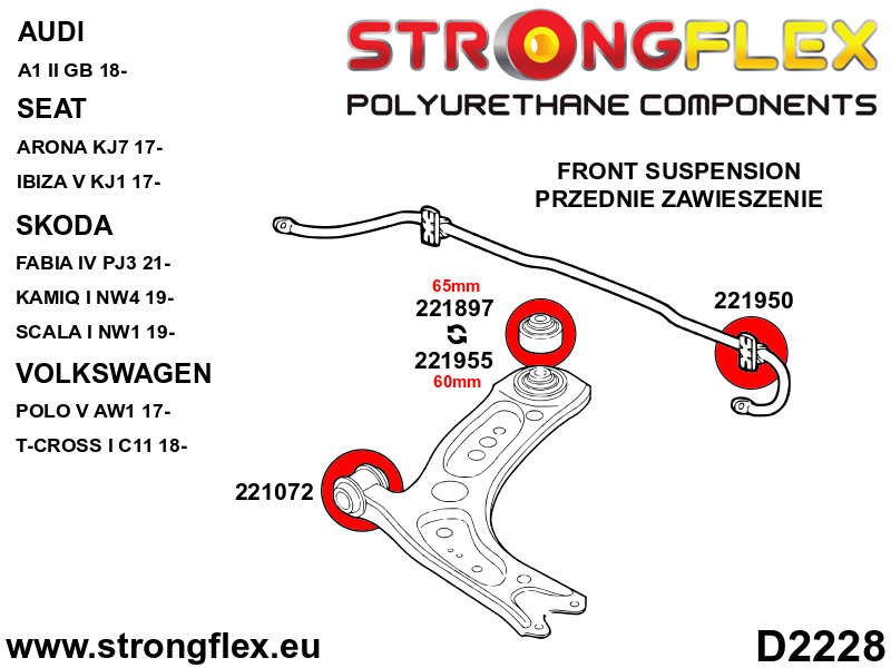 Strongflex 221072A: Front wishbone - front bush 30mm SPORT - Imagen 5