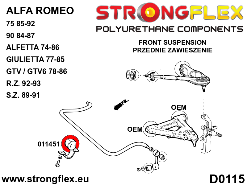 Strongflex 011451B: Front anti roll bar bush - Image 2