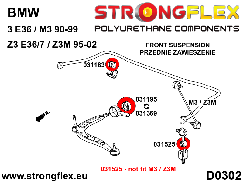 Strongflex 031183B: Front anti roll bar bush - Image 2