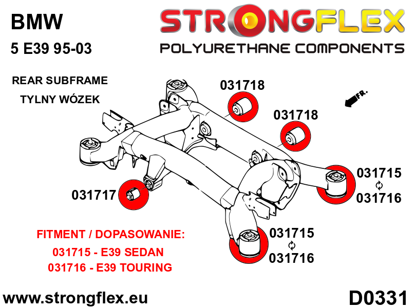 Strongflex 036190A: Rear beam bush kit E39 Sedan SPORT - Image 2