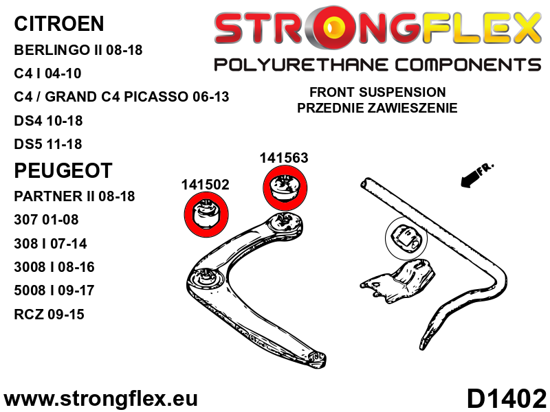 Strongflex 141563A: Front arm rear bush SPORT - Image 2