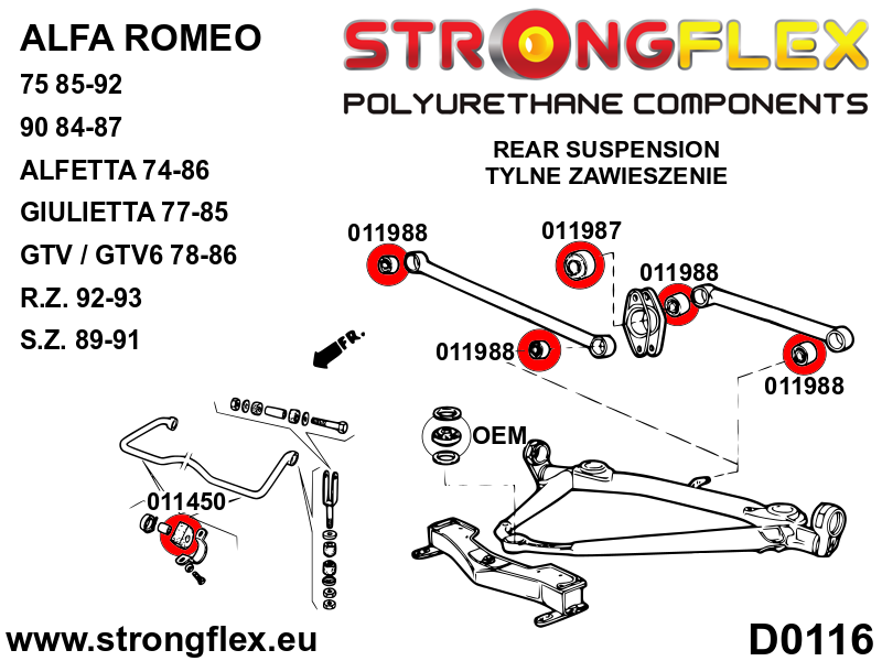 Strongflex 011450B: Rear anti roll bar bush - Imagen 2