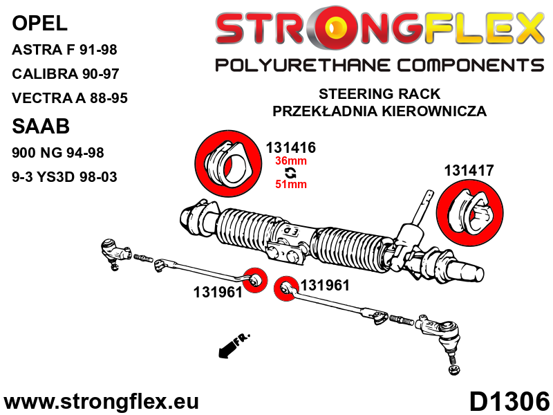 Strongflex 131417A: Steering rack mount bushes - left SPORT - Imagen 2