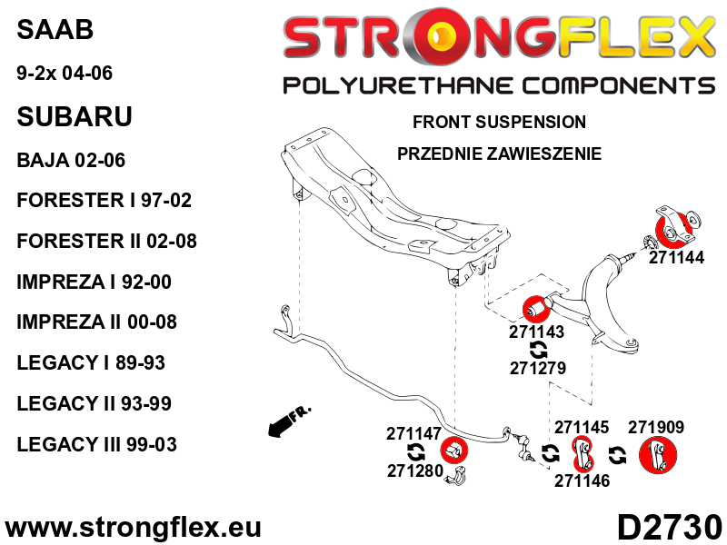Strongflex 271146A: Front anti roll bar link bush SPORT - Imagen 2