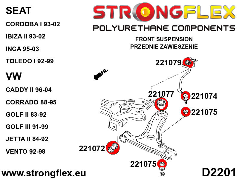 Strongflex 221074A: Front anti roll bar eye bolt bush SPORT - Imagen 2