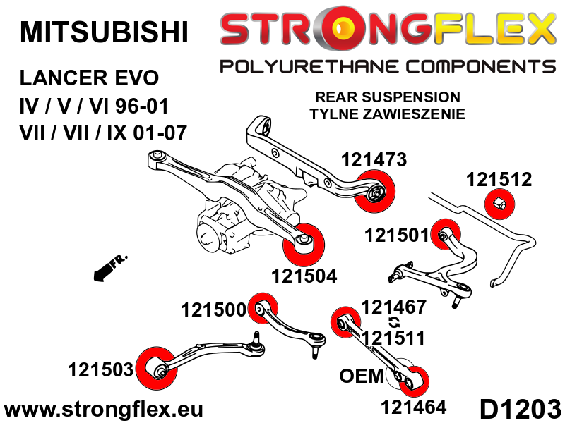 Strongflex 121467A: Rear lower track control arm inner bush 52mm SPORT - Imagen 2