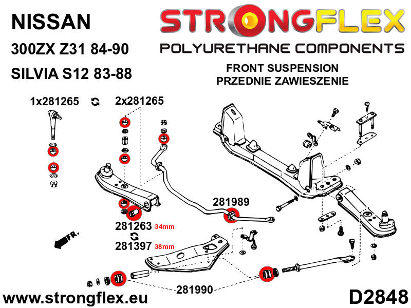 Strongflex 281397A: Front inner track control arm bush 38mm SPORT - Imagen 5