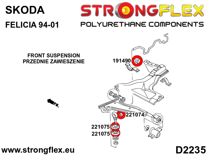 Strongflex 191490A: Front anti roll bar bush SPORT - Imagen 2