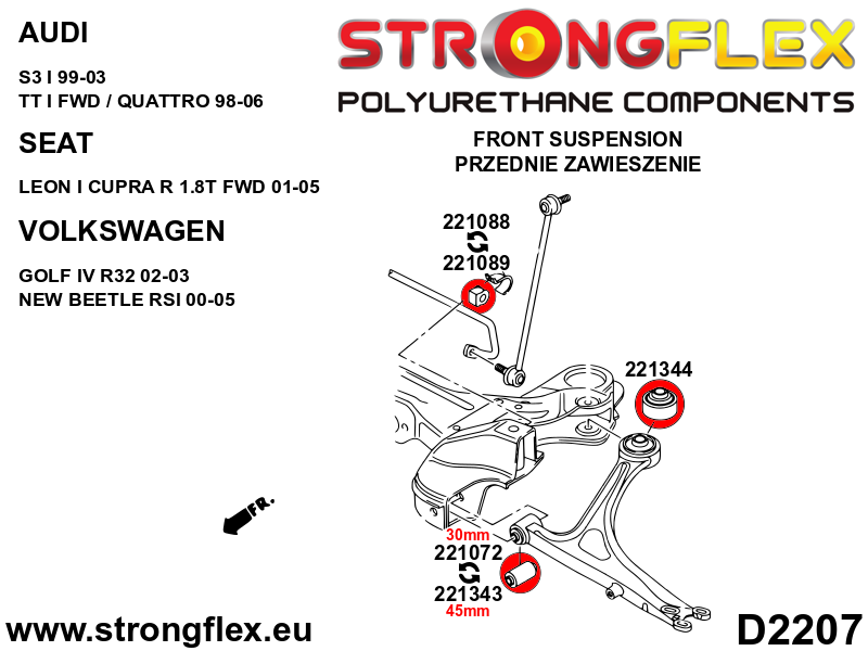 Strongflex 221072B: Front wishbone - front bush 30mm - Imagen 8