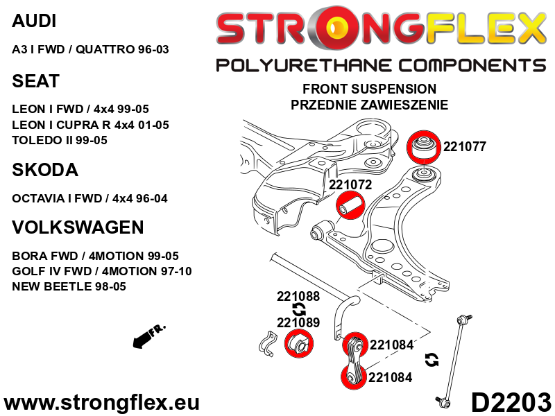 Strongflex 221088A: Front anti roll bar bush SPORT - Image 3