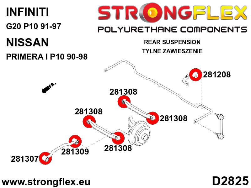 Strongflex 281308B: Cojinete de brazo exterior a buje de cubo y cojinete de brazo interior de barra de dirección - Imagen 3