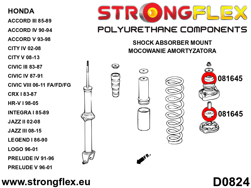 Strongflex 081645A: Rear shock absorber mount bush SPORT - Image 2