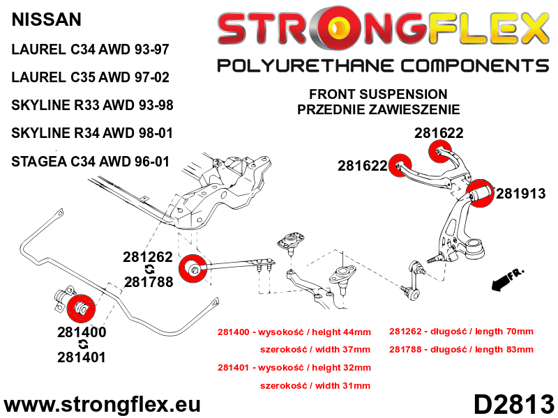 Strongflex 281400B: Front anti roll bar bush - Imagen 6