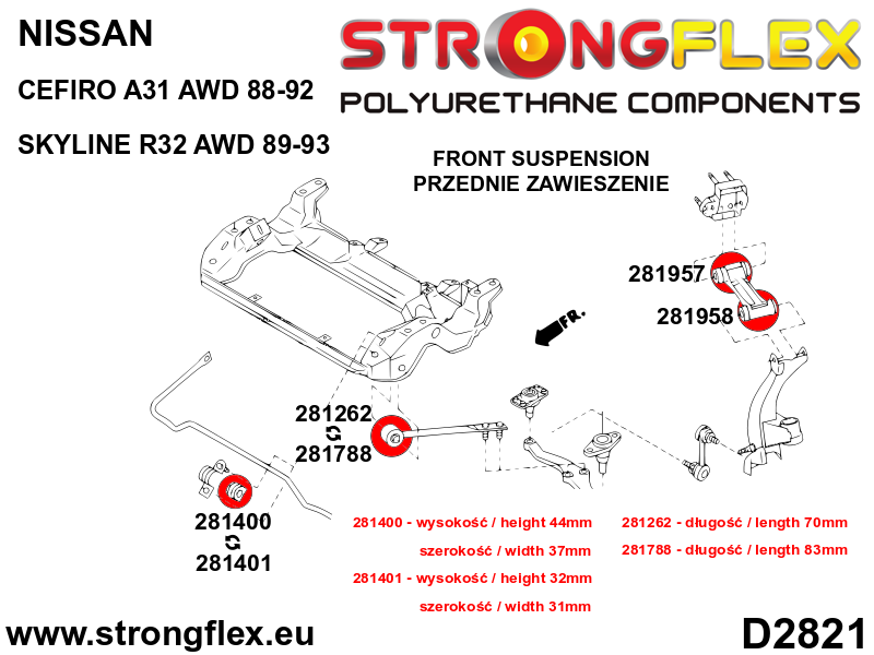 Strongflex 281400B: Front anti roll bar bush - Imagen 7