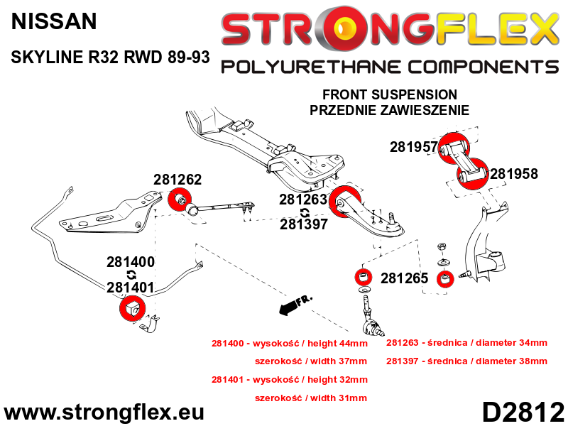 Strongflex 281262B: Front lower radius arm to chassis bush - Imagen 5