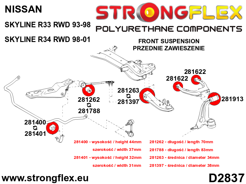 Strongflex 281262B: Front lower radius arm to chassis bush - Imagen 7
