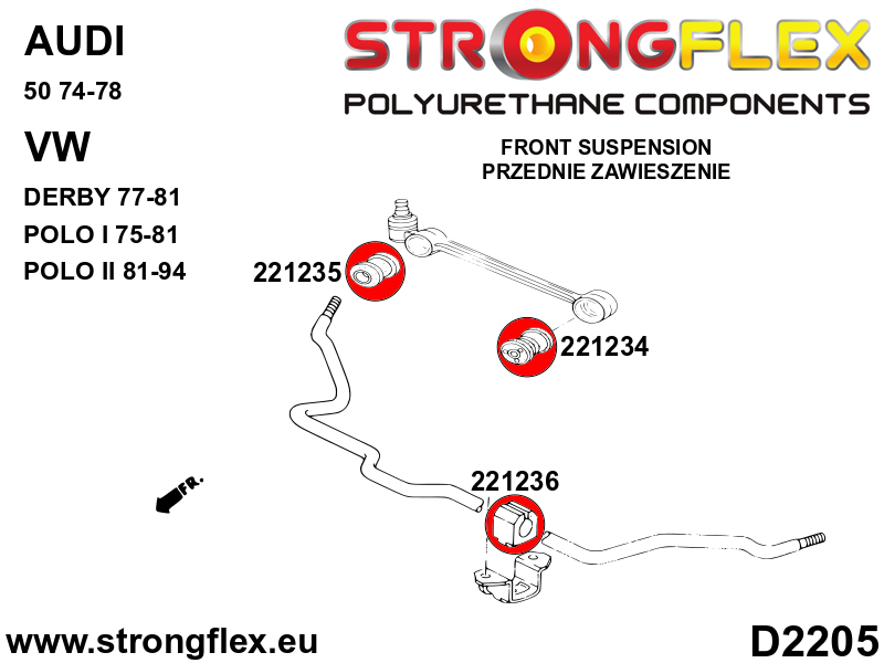Strongflex 221235A: Front wishbone - outer bush SPORT - Imagen 2
