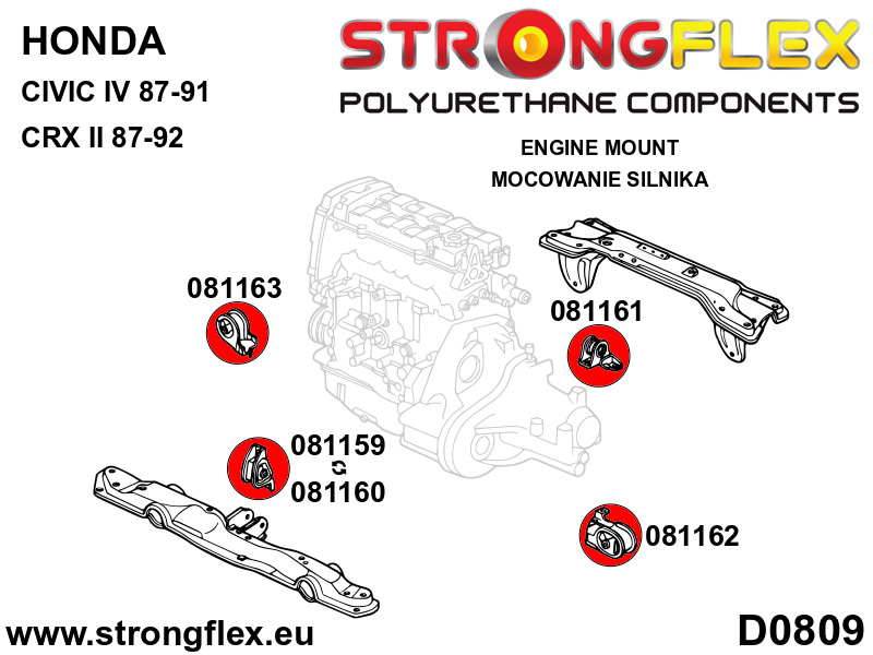 Strongflex 081162A: Engine mount inserts left side SPORT - Imagen 2