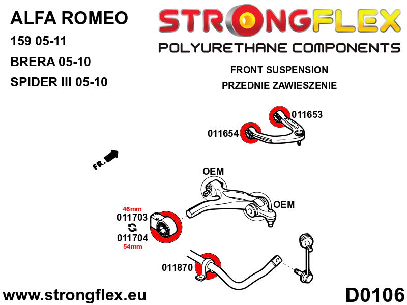 Strongflex 011653A: Front upper arm - front bush SPORT - Image 2