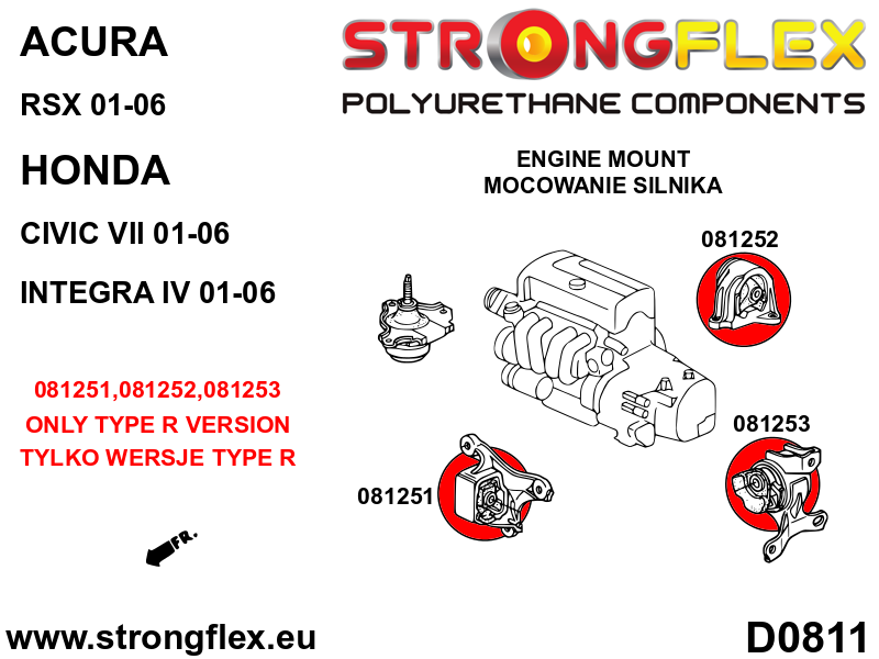 Strongflex 081251A: Engine front mount inserts SPORT - Imagen 2