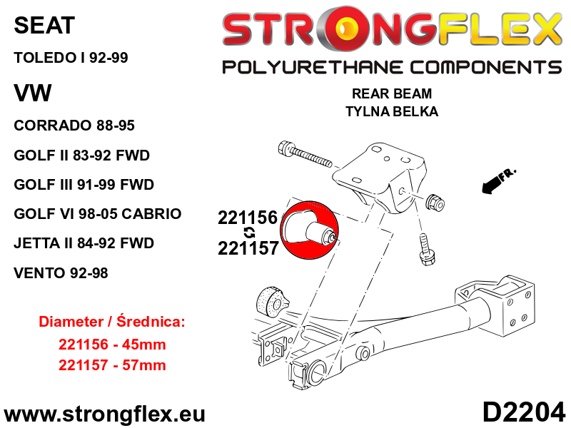Strongflex 221157B: Rear subframe bush 57mm - Imagen 2