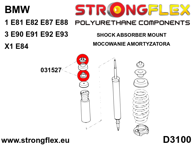 Strongflex 031527B: Rear shock absorber upper mounting bush - Imagen 2