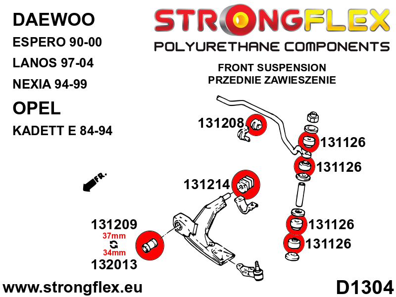 Strongflex 131214A: Front wishbone - rear bush SPORT - Imagen 2