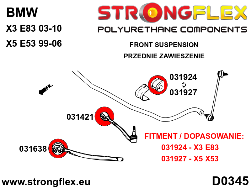Strongflex 031638B: Front lower tie bar to chassis bush 66mm - Image 3