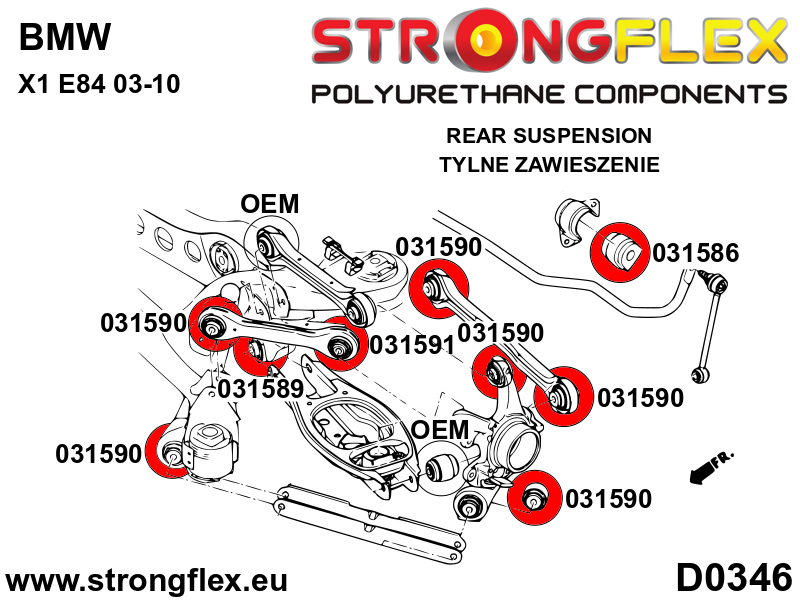 Strongflex 031590A: Rear upper control arm to chassis bush SPORT - Image 4
