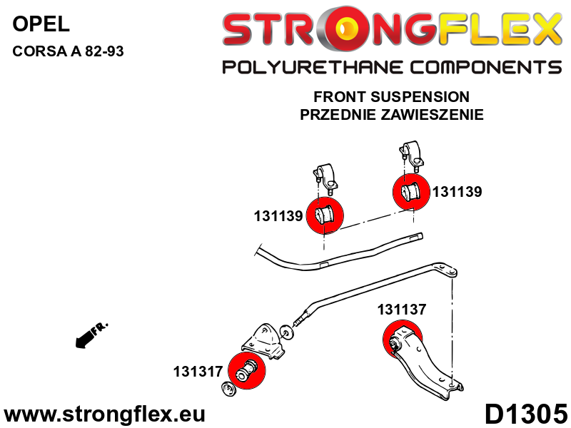 Strongflex 131139A: Front anti roll bar bush SPORT - Imagen 2