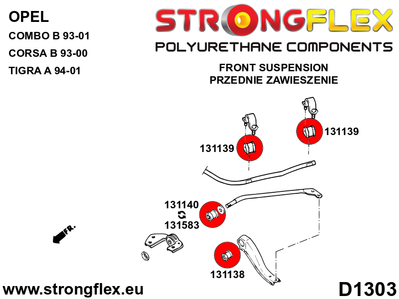 Strongflex 131138A: Front wishbone inner bush SPORT - Imagen 2