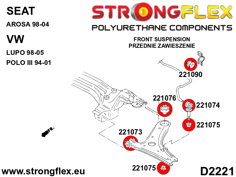 Strongflex 221074A: Front anti roll bar eye bolt bush SPORT - Imagen 4