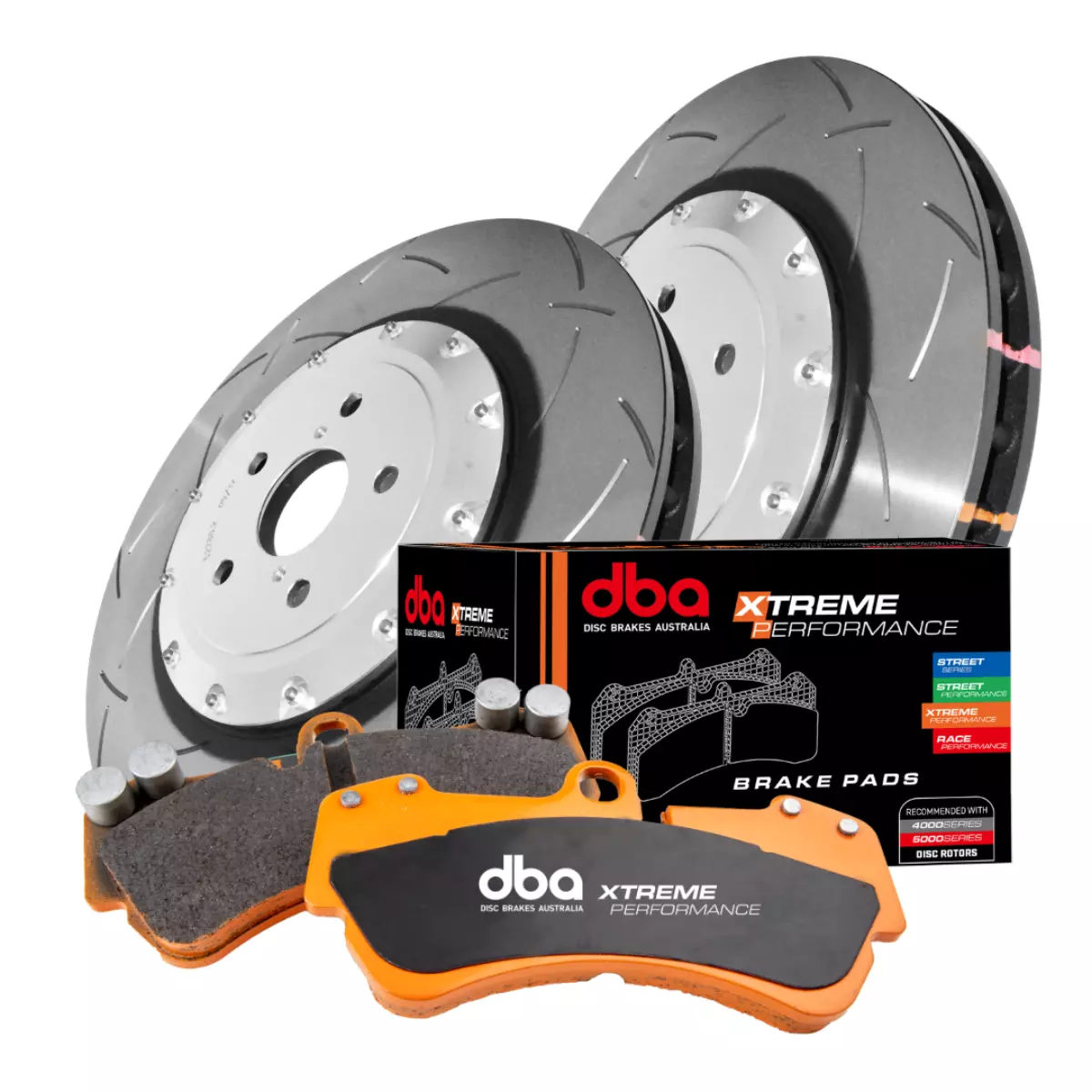 DBA Brake Kit Brake Kit - 5000 T3 Slotted & Xtreme Performance Brake Pads (2x DBA52844SLVS + DB15005XP) DBA52844SLVS-15005XP