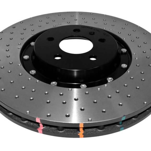 DBA Brake Disc 5000 series - Crossed Drilled & Dimpled Black Hat - Left Hand DBA52608BLKLXD