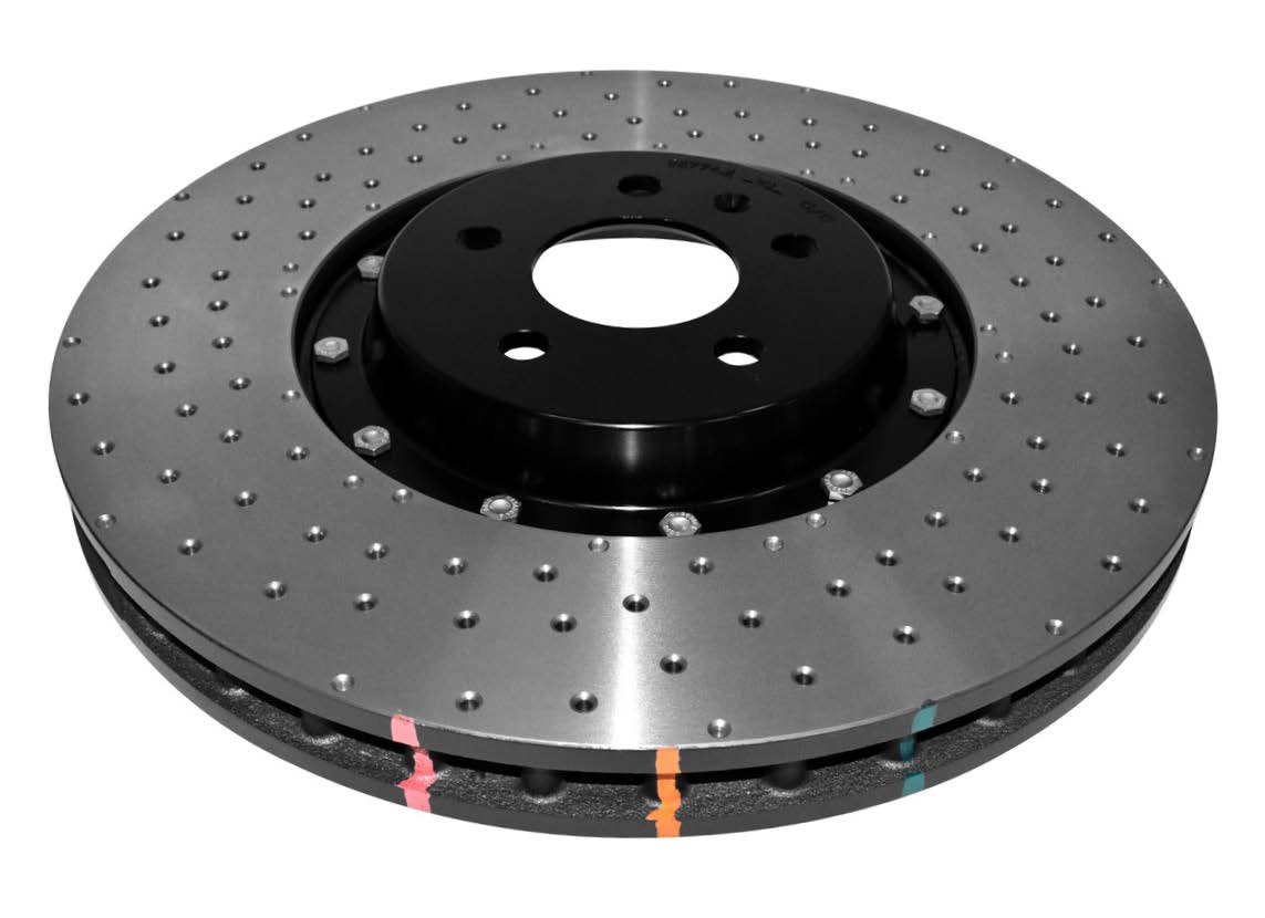 DBA Brake Disc 5000 series - Crossed Drilled & Dimpled Black Hat - Left Hand DBA52608BLKLXD