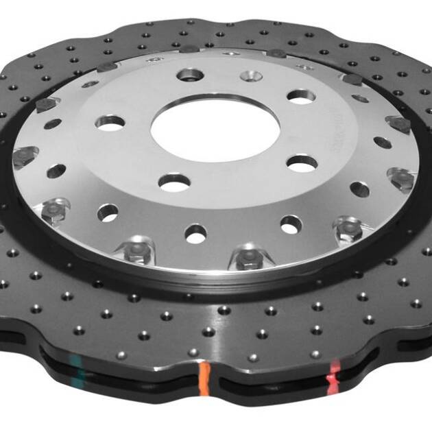 DBA Brake Disc 5000 series - Crossed Drilled & Dimpled Silver Hat DBA52834WSLVXD
