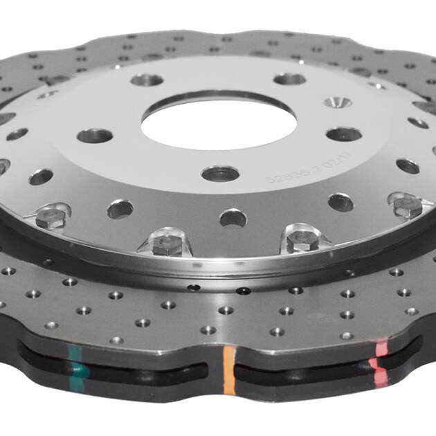DBA Brake Disc 5000 series - Crossed Drilled & Dimpled Silver Hat DBA52835WSLVXD
