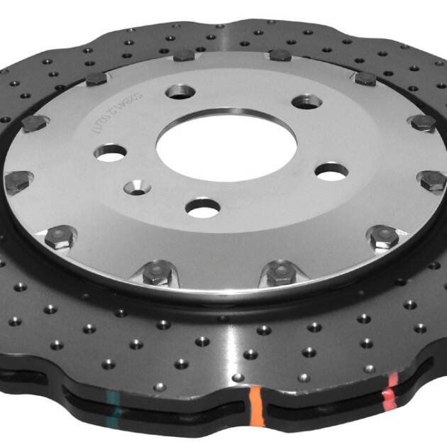 Disco de freno DBA serie 5000 - Perforado cruzado y con dimples sombrero plateado DBA52841WSLVXD